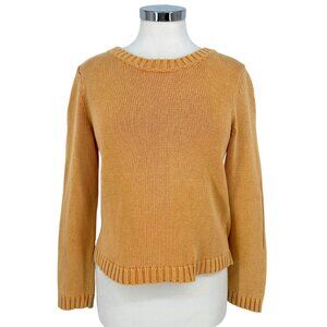 Tyler Bōe Mineral Wash Cotton Button-Back Crewneck Sweater Yellos Size Medium